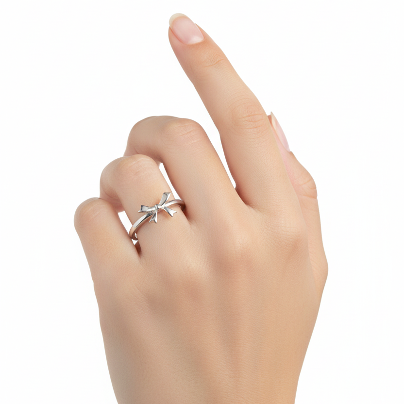 Dainty Bow 925 Silver Ring