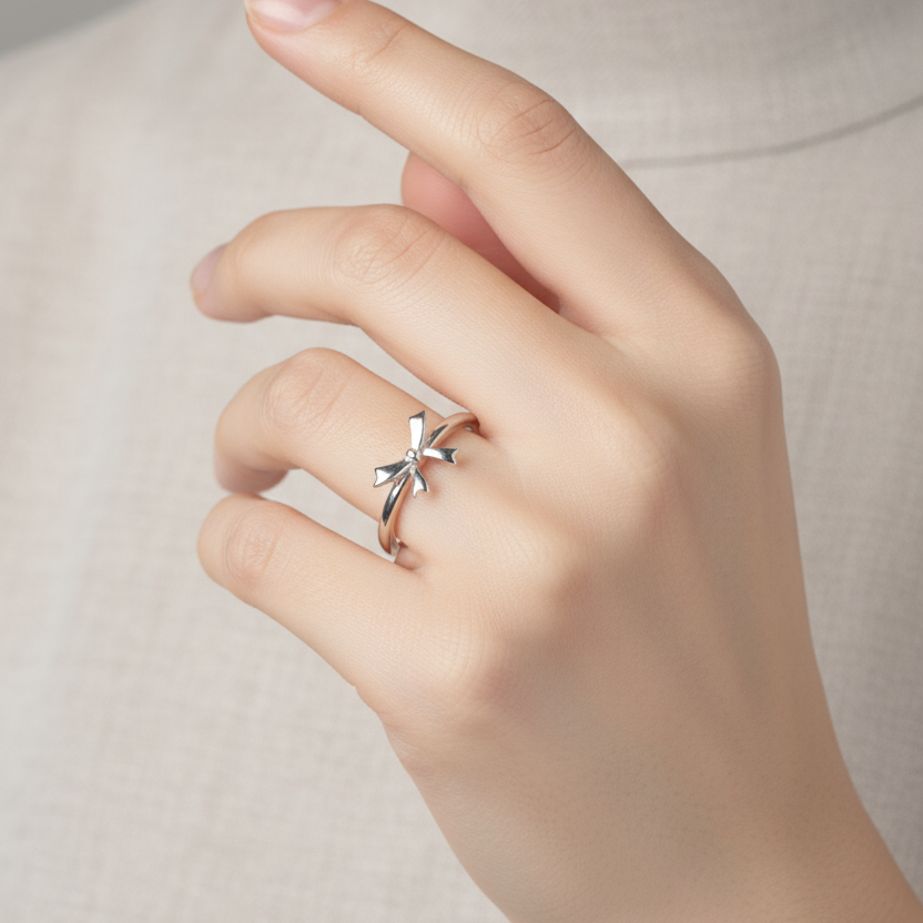 Dainty Bow 925 Silver Ring