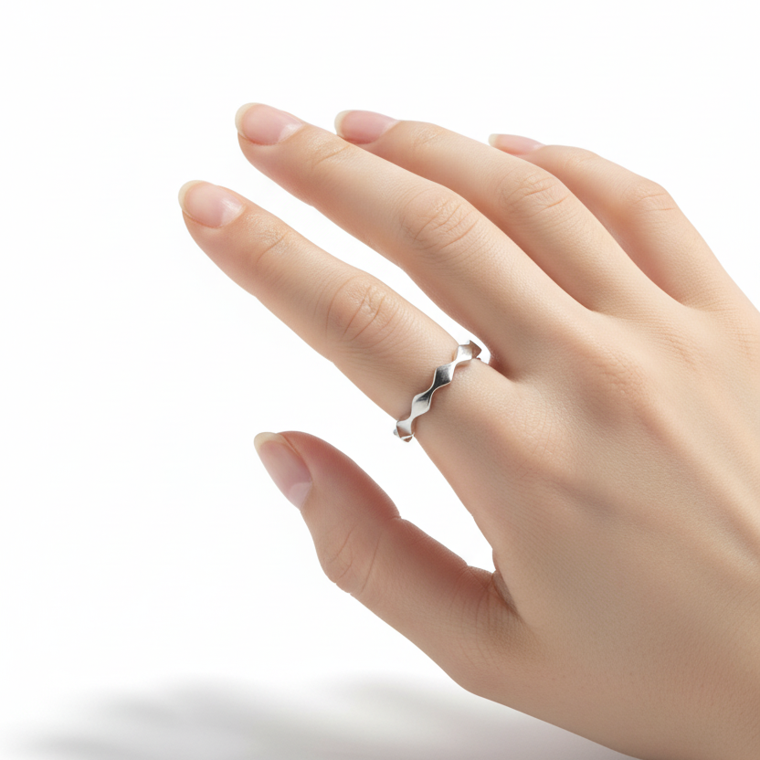 925 Silver Wave Band Ring