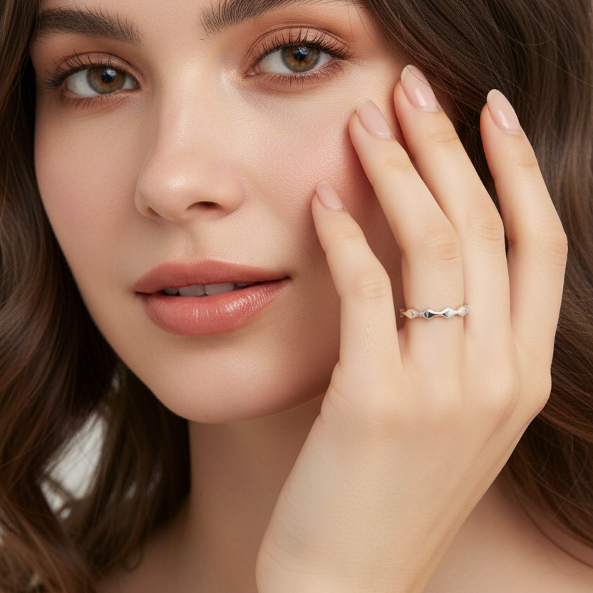 925 Silver Wave Band Ring