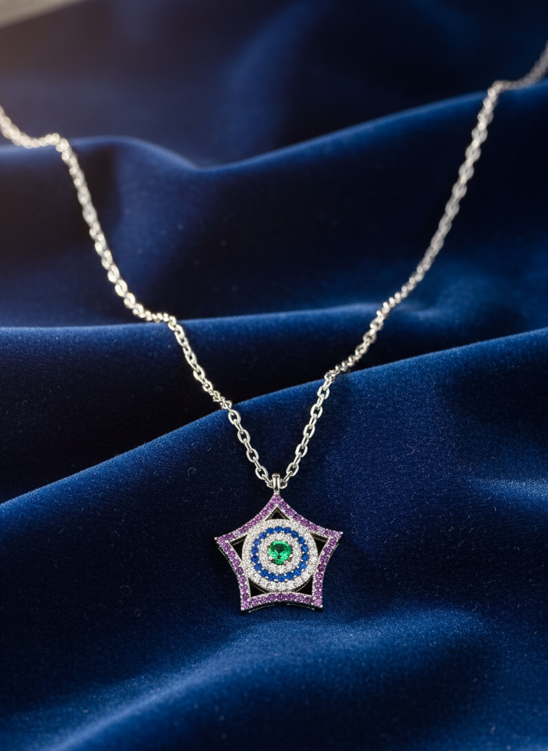 Starry Evil Eye 925 Necklace