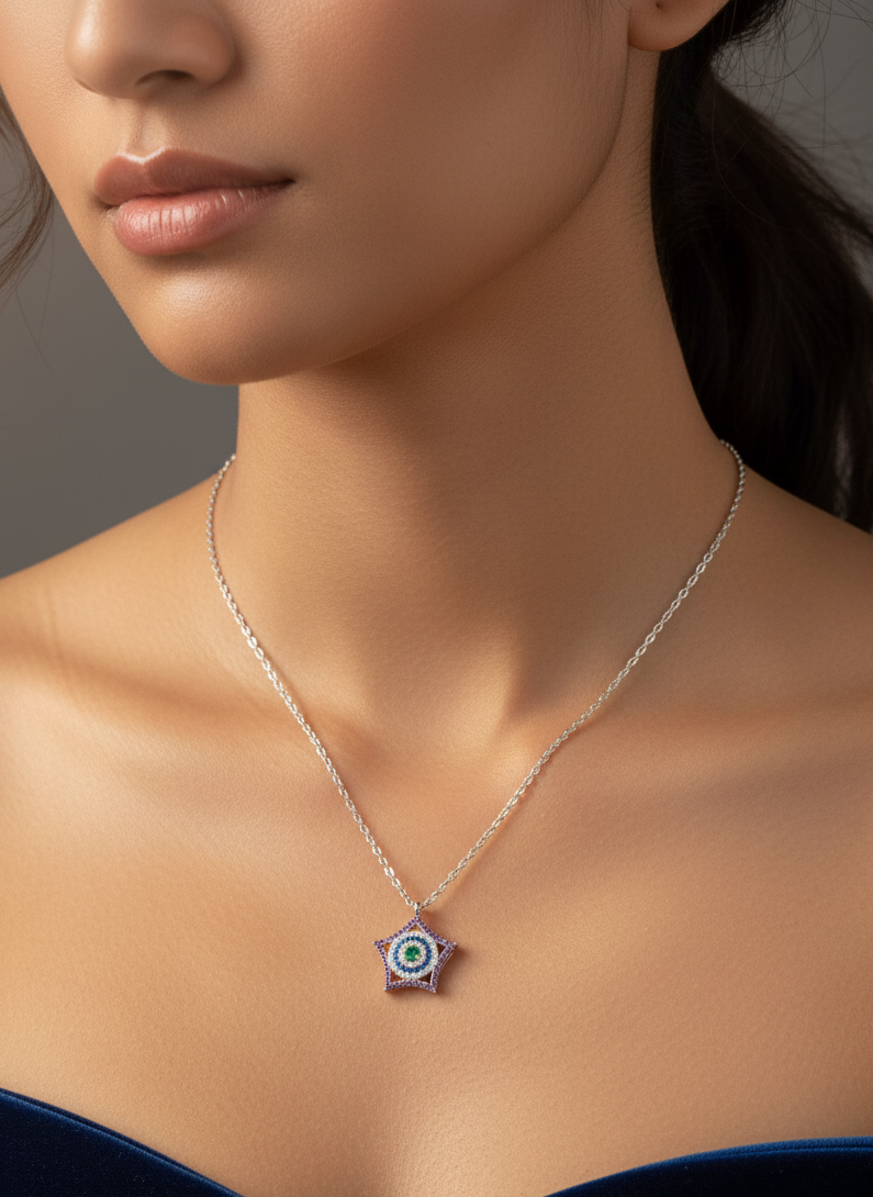 Starry Evil Eye 925 Necklace