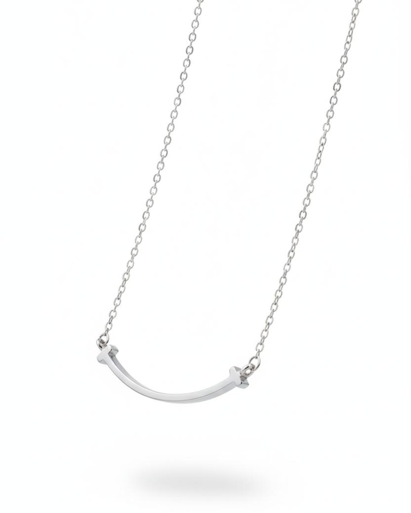 Minimal Smile 925 Silver Necklace