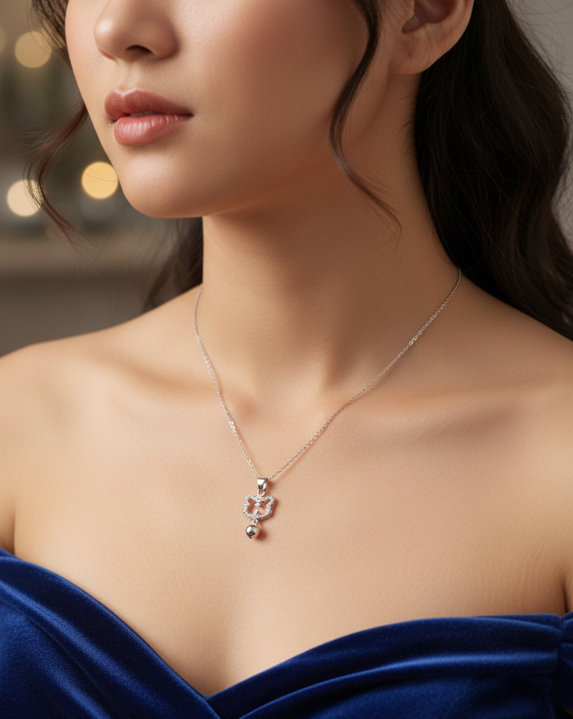 Kitty Bell 925 Silver Pendant Necklace