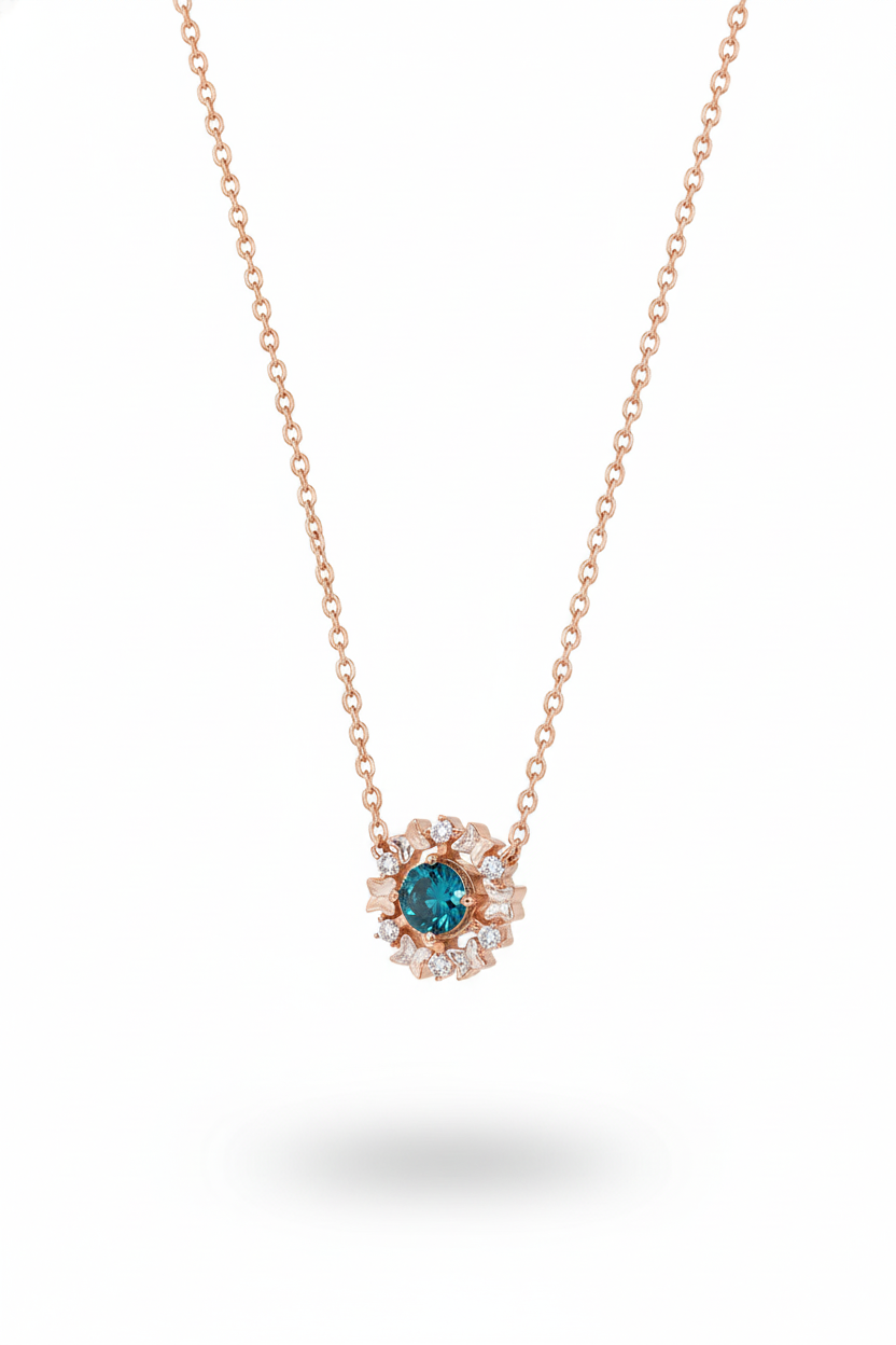 Azure Bloom 925 Rose Gold Pendant