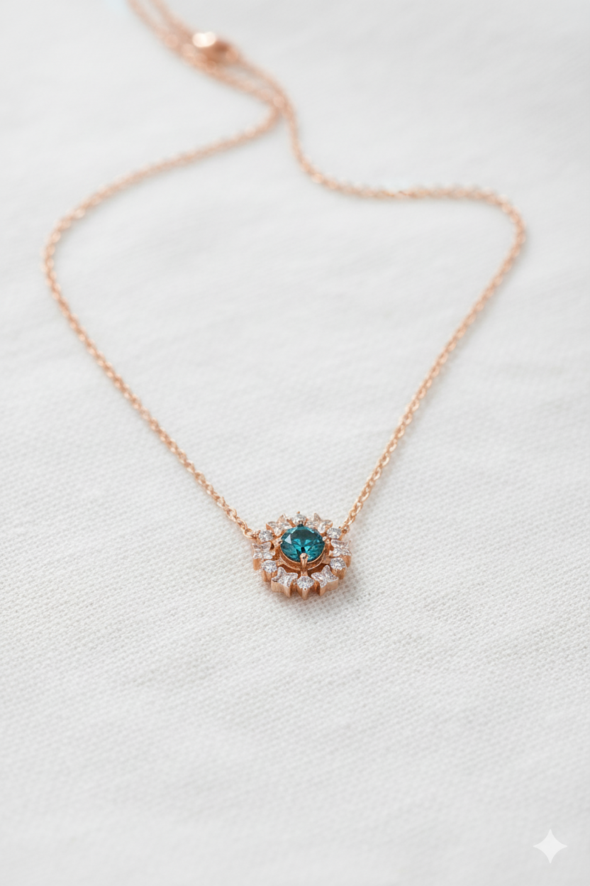 Azure Bloom 925 Rose Gold Pendant