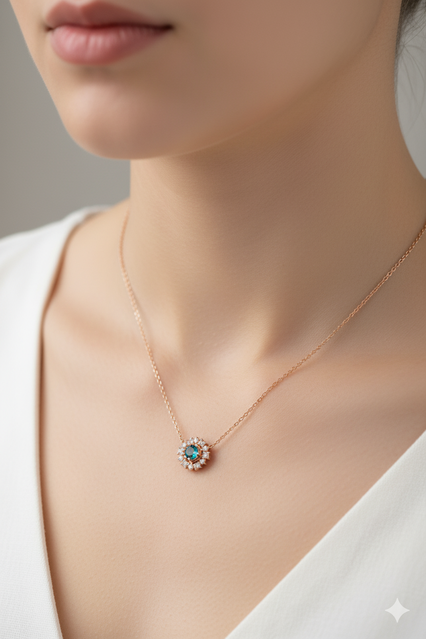 Azure Bloom 925 Rose Gold Pendant