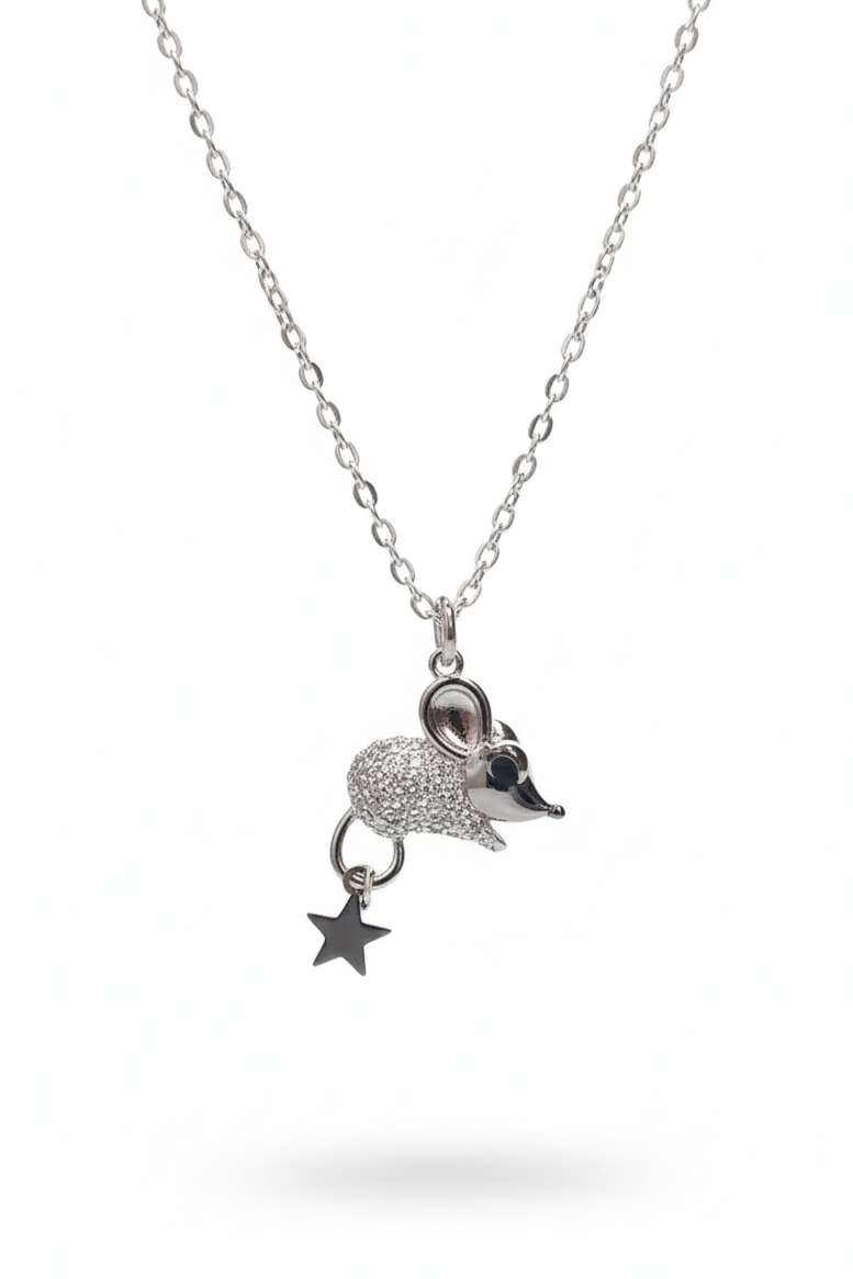 Starry Mouse Charm Necklace