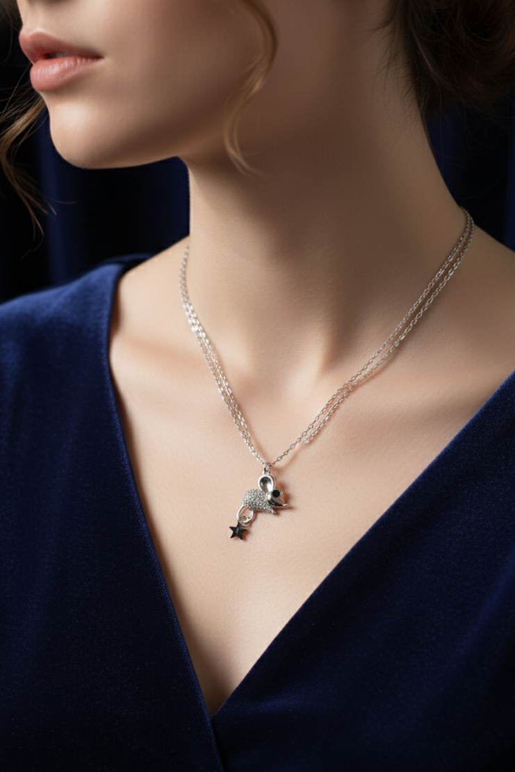 Starry Mouse Charm Necklace
