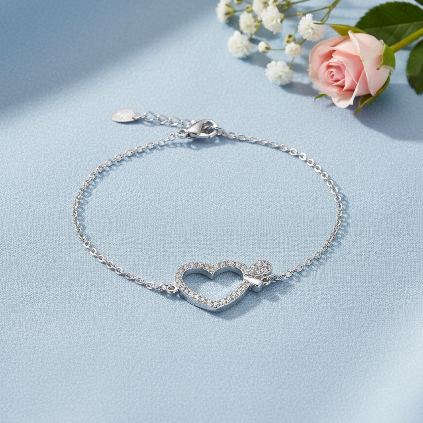 Sparkle Heart 925 Bracelet