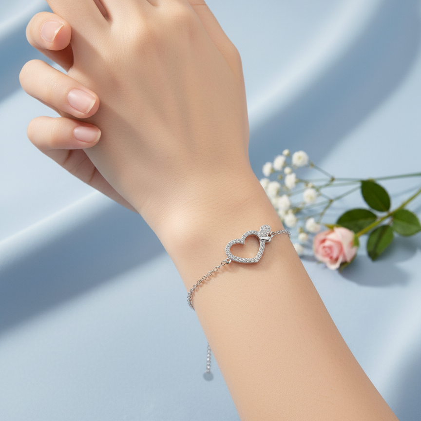 Sparkle Heart 925 Bracelet