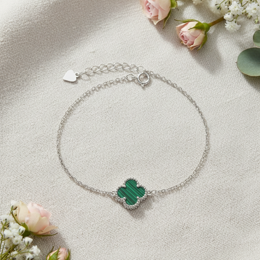 Emerald Clover 925 Bracelet