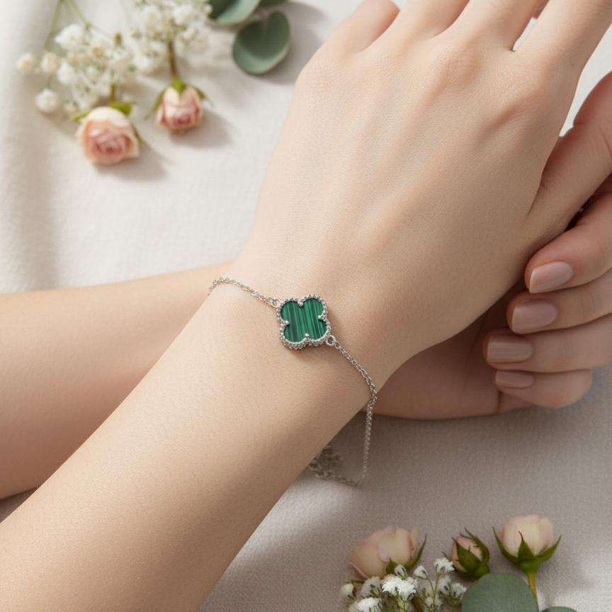 Emerald Clover 925 Bracelet