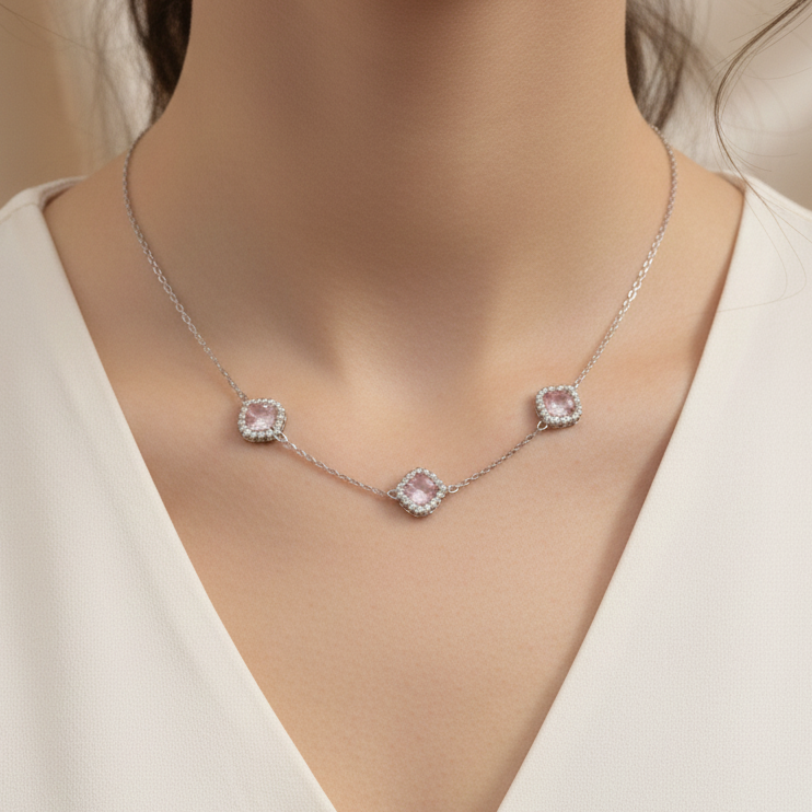 Pink clover 925 chain