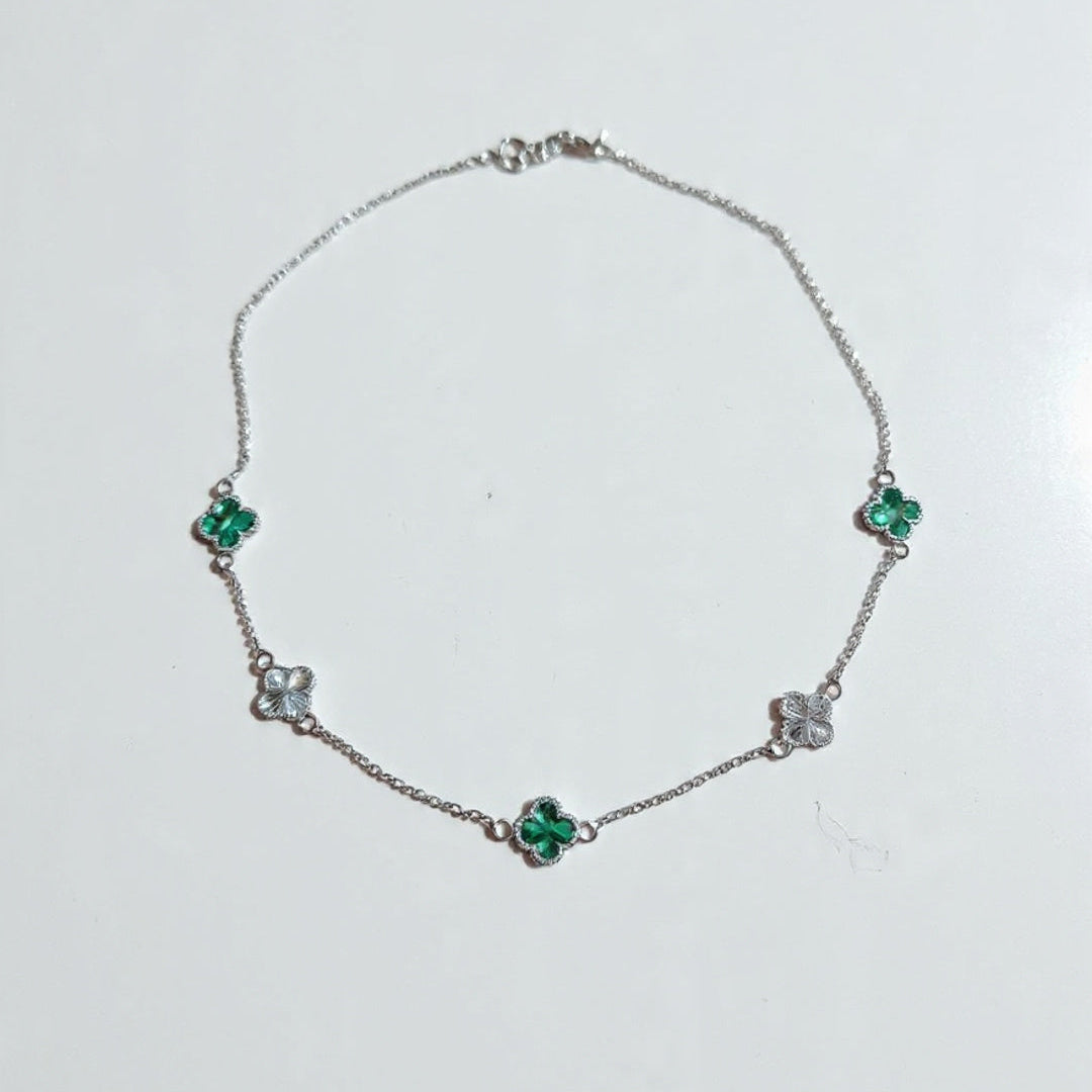Green Clover 925 silver chain