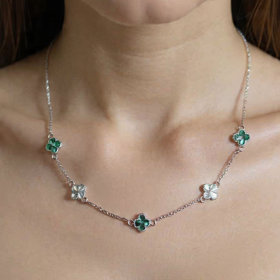 Green Clover 925 silver chain