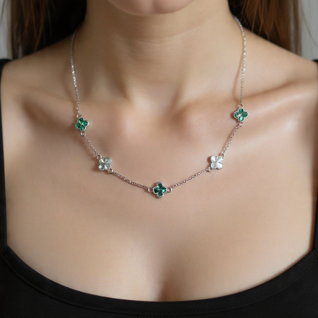 Green Clover 925 silver chain