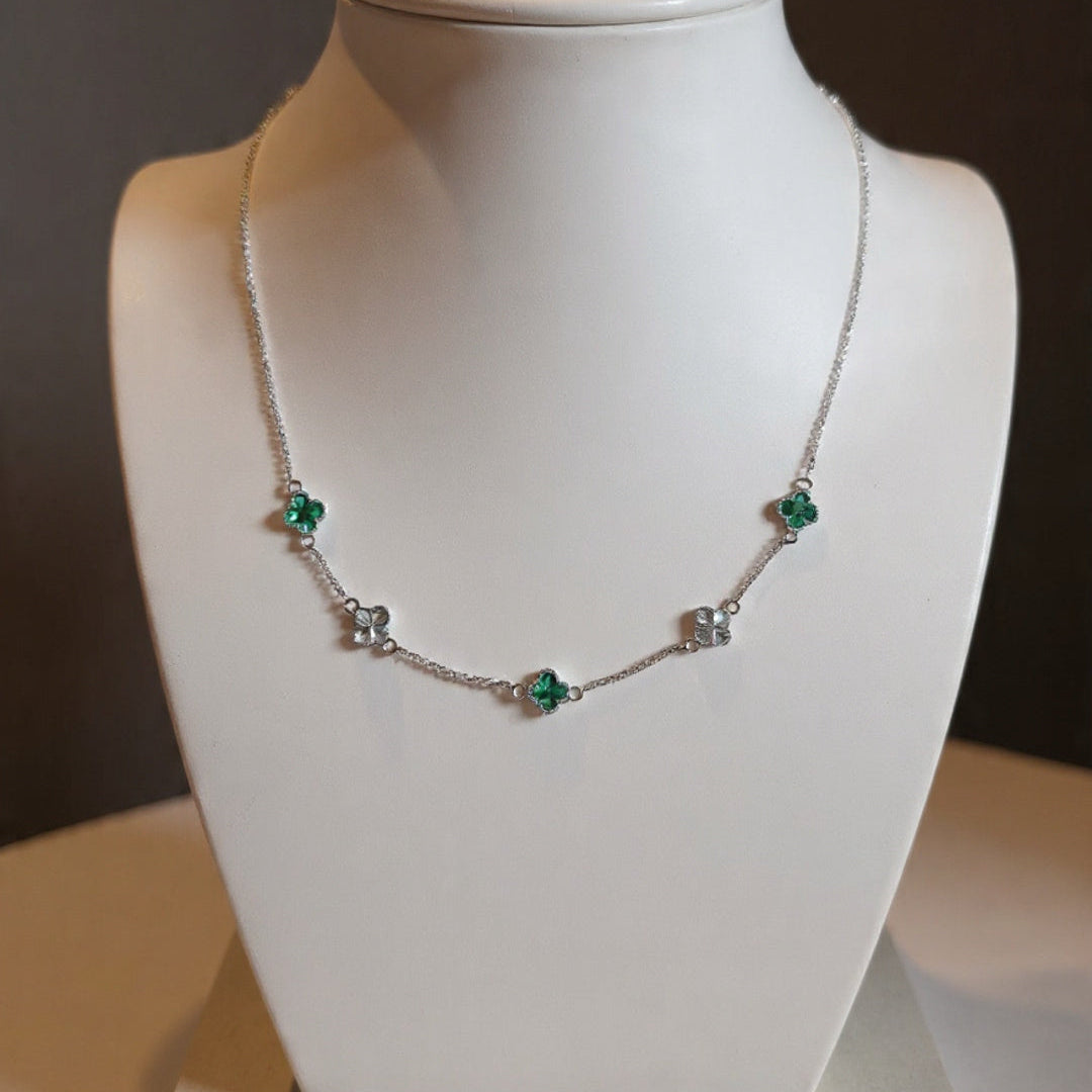 Green Clover 925 silver chain