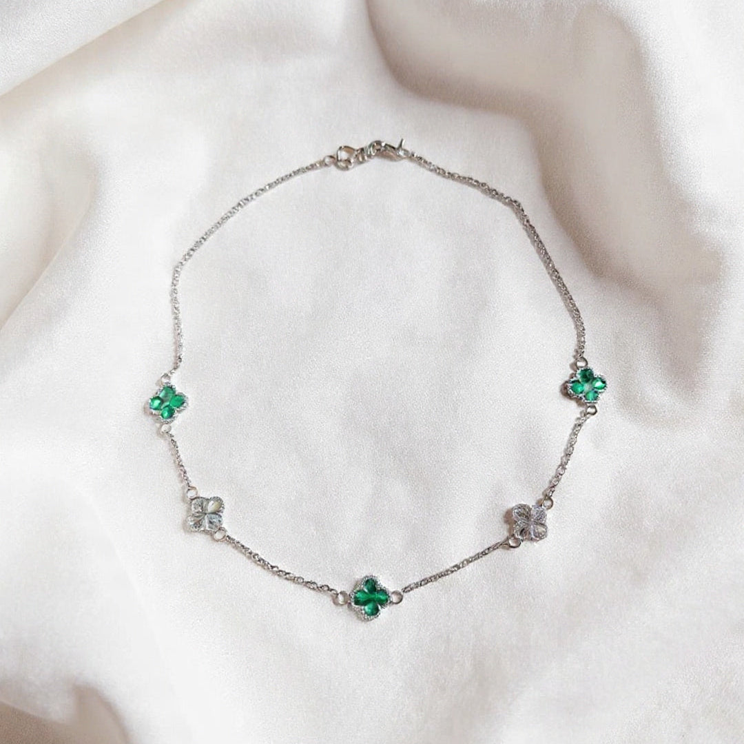 Green Clover 925 silver chain